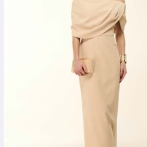 VM2623 VESTIDO MIDI CAPA PREGAS SEM ALCA - Imagem 1