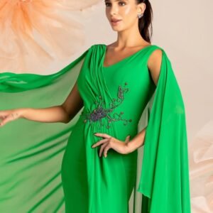 25084- VESTIDO MUSSELINE LONGO SAIA DECO