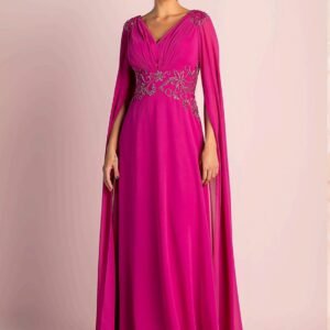 25-267 VESTIDO MUSSELINE LONGO DECOTE V - Imagem 1