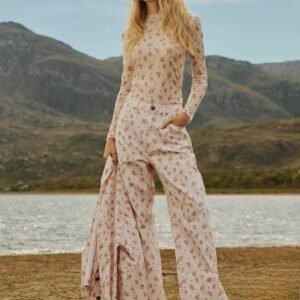 2005770023 CALCA DE SARJA WIDE LEG FLORA - Imagem 1