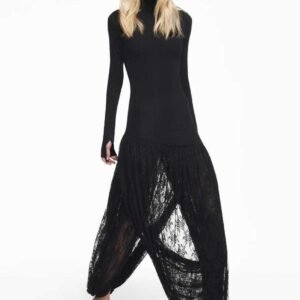0113945  VESTIDO LONGO GOLA ALTA MANGA