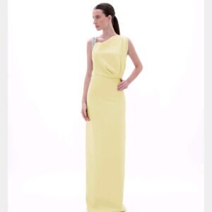 VL393 VESTIDO EM CREPE COM BLUSADO