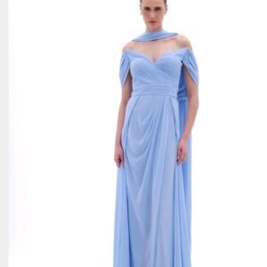 VL3360 VESTIDO SEM ALCA EM CHIFFON COM B