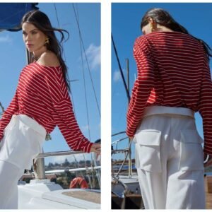 1004400018 BLUSA LISTRADA VERMELHA E BRA