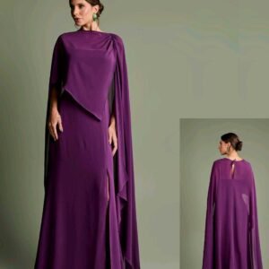 26-729 VESTIDO LONGO MUSSELINE RETO CAPA - Imagem 1